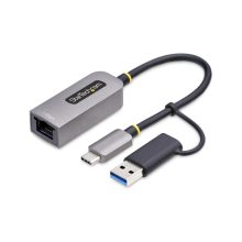 Adaptador USB-C a Ethernet de StarTech.com con dongle USB-A, velocidad de 10/100/1000Mbps, cable de 15cm, SKU C21GA-USB-ETHERNET