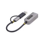 Adaptador USB-C a Ethernet de StarTech.com con dongle USB-A, velocidad de 10/100/1000Mbps, cable de 15cm, SKU C21GA-USB-ETHERNET