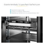 Imagen de la bandeja estante ventilado StarTech para armario rack de servidores de 1U y 19 pulgadas con capacidad de 20kg, SKU CABSHELFV1U
