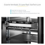 Imagen del estante bandeja ventilado Cantilever de StarTech.com para rack de servidores, tamaño 2U, con profundidad fija y capacidad de 22kg. SKU: CABSHELFV