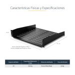 Imagen del estante bandeja ventilado Cantilever de StarTech.com para rack de servidores, tamaño 2U, con profundidad fija y capacidad de 22kg. SKU: CABSHELFV