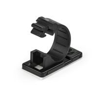 Pack de 100 clips de gestión de cableado adhesivos StarTech para escritorios y oficinas, modelo CBMCC2. Mordaza de nylon autoadhesiva color negro con clasificación contra fuego UL/94V-2.