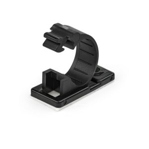 Pack de 100 clips de gestión de cableado adhesivos StarTech para escritorios y oficinas, modelo CBMCC2. Mordaza de nylon autoadhesiva color negro con clasificación contra fuego UL/94V-2.