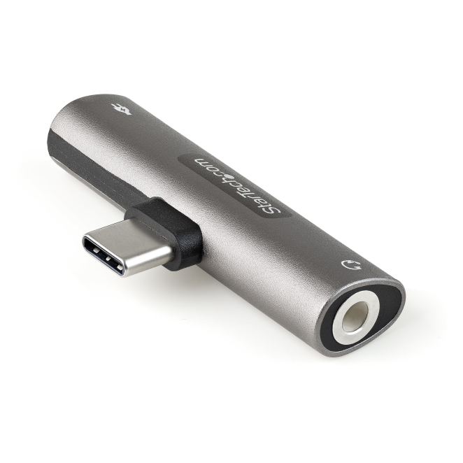 StarTech.com Adaptador de Audio y Carga USB-C - Adaptador de Audio USB Tipo C con Salida TRRS de 3,5mm para Auriculares con Micrófono y Pass Through de 60W USBC para Cargador 4 StarTech.com adaptador de audio USB-C en uso