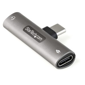 Adaptador de audio y carga USB-C StarTech.com con salida de 3,5mm y pass-through de 60W para cargador. SKU CDP235APDM