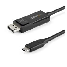 Cable StarTech.com de un metro USB C a DisplayPort 1.2 con resolución 4K a 60Hz, SKU CDP2DP1MBD. Adaptador de vídeo reversible DP a USB-C o USB-C a DP.