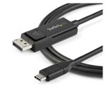 Cable StarTech.com de un metro USB C a DisplayPort 1.2 con resolución 4K a 60Hz, SKU CDP2DP1MBD. Adaptador de vídeo reversible DP a USB-C o USB-C a DP.
