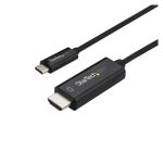 Imagen del cable StarTech.com de 1 metro USB C a HDMI 4K a 60Hz, modelo CDP2HD1MBNL, con compatibilidad Thunderbolt 3 y modo Alt DP 1.2 HBR2 en color negro.