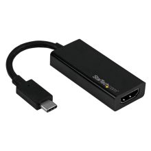 Vista del adaptador gráfico StarTech USB-C a HDMI 4K60Hz, SKU CDP2HD4K60, utilizado como conversor de vídeo compatible con Thunderbolt 3.