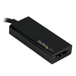 Vista del adaptador gráfico StarTech USB-C a HDMI 4K60Hz, SKU CDP2HD4K60, utilizado como conversor de vídeo compatible con Thunderbolt 3.