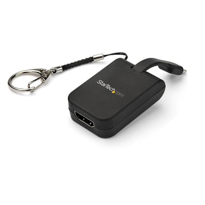 StarTech.com Adaptador USB-C a HDMI con Conexión Tipo Llavero Imagen del adaptador portátil USB-C a HDMI de StarTech.com con enlace tipo llavero de fácil y rápida conexión, SKU CDP2HDFC