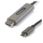 Vista del adaptador de vídeo StarTech.com Cable 2m USB C a HDMI 4K de 60Hz con HDR10, SKU CDP2HDMM2MH, frente a un fondo blanco