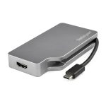 StarTech.com Adaptador USB C Multipuertos de Vídeo, HDMI, VGA, Mini DisplayPort, DVI, con Monitor a HDMI 2.0 o mDP 1.2, 4K 60Hz, VGA, DVI, 1080p, Aluminio Gris Espacial, SKU CDPVDHDMDP2G
