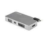 StarTech.com Adaptador USB C Multipuertos de Vídeo, HDMI, VGA, Mini DisplayPort, DVI, con Monitor a HDMI 2.0 o mDP 1.2, 4K 60Hz, VGA, DVI, 1080p, Aluminio Gris Espacial, SKU CDPVDHDMDP2G