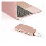Adaptador USB-C de StarTech en aluminio oro rosa, video multipuertos 4K a 30Hz. SKU: CDPVDHDMDPRG