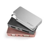 Adaptador USB-C de StarTech en aluminio oro rosa, video multipuertos 4K a 30Hz. SKU: CDPVDHDMDPRG
