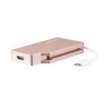 Adaptador USB-C de StarTech en aluminio oro rosa, video multipuertos 4K a 30Hz. SKU: CDPVDHDMDPRG