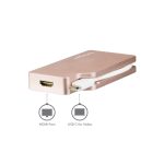 Adaptador USB-C de StarTech en aluminio oro rosa, video multipuertos 4K a 30Hz. SKU: CDPVDHDMDPRG