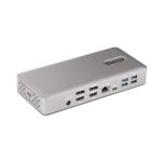 Imagen de la estación de acoplamiento multipantalla Thunderbolt 4 de StarTech con capacidad para dos, tres o cuatro monitores, incluye 2x HDMI, 2x DP y un hub con 7 puertos USB, modelo 132UE-TB4USB4DOCK