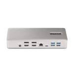 Imagen de la estación de acoplamiento multipantalla Thunderbolt 4 de StarTech con capacidad para dos, tres o cuatro monitores, incluye 2x HDMI, 2x DP y un hub con 7 puertos USB, modelo 132UE-TB4USB4DOCK