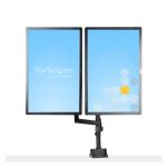 StarTech.com Brazo de Soporte para Dos Monitores - Base de Movimiento Articulado y Altura Ajustable para 2 Monitores VESA de hasta 32 pulgadas y 8kg - SKU ARMDUALPIVOT