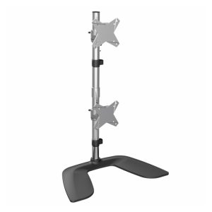StarTech.com soporte VESA para 2 monitores de hasta 27 pulgadas, base ergonómica de sobremesa, ajuste de altura, color plata, SKU ARMDUOVS