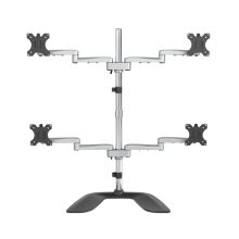 Soporte de escritorio articulado StarTech.com para 4 monitores, hecho de acero y aluminio. SKU ARMQUADSS.
