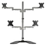 Soporte de escritorio articulado StarTech.com para 4 monitores, hecho de acero y aluminio. SKU ARMQUADSS.