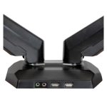 Imagen del soporte para dos monitores StarTech.com, modelo ARMSLIMDUO, con hub USB de 2 puertos y pass-through de audio.