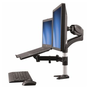 StarTech.com Brazo para un Monitor y Base para Ordenador Portátil con ajuste de altura de un toque, SKU ARMUNONB