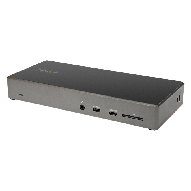 StarTech.com Dock USB-C con 100W PD y soporte para 3 monitores 4K Estación de acoplamiento USB-C StarTech.com DK31C2DHSPDUE para 3 monitores 4K, con 100W de entrega de alimentación y 6 puertos USB.