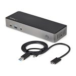StarTech.com Docking Station USB-C y USB-A 10Gb, compatible con tres monitores 4K 60Hz, PD 85W, replicador de puertos con 6 puertos USB, audio y red Gigabit, modelo DK31C3HDPDUE