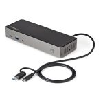 StarTech.com Docking Station USB-C y USB-A 10Gb, compatible con tres monitores 4K 60Hz, PD 85W, replicador de puertos con 6 puertos USB, audio y red Gigabit, modelo DK31C3HDPDUE