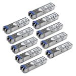 Paquete de 10 módulos SFP de StarTech compatibles con Cisco GLC-LH-SMD, 1000BASE-LX/LH, Fibra Monomodo de 1GbE, conectores LC y alcance de 10km. SKU: GLCLHSMD10ST