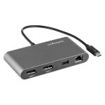 Imagen del StarTech.com Mini Dock Thunderbolt 3, estación de acoplamiento portátil para 2 monitores con DisplayPort 4K a 60Hz, hub USB-A 3.0, Gigabit Ethernet y cable de 28cm, SKU TB3DKM2DPL.