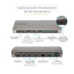 StarTech.com Docking Station Thunderbolt 4 con Power Delivery de 96W, soporte para 1 monitor de 8K o 2 monitores de 4K a 60Hz, con 3 puertos Thunderbolt 4/USB4 y 4 puertos USB-A. SKU: TB4CDOCKUE
