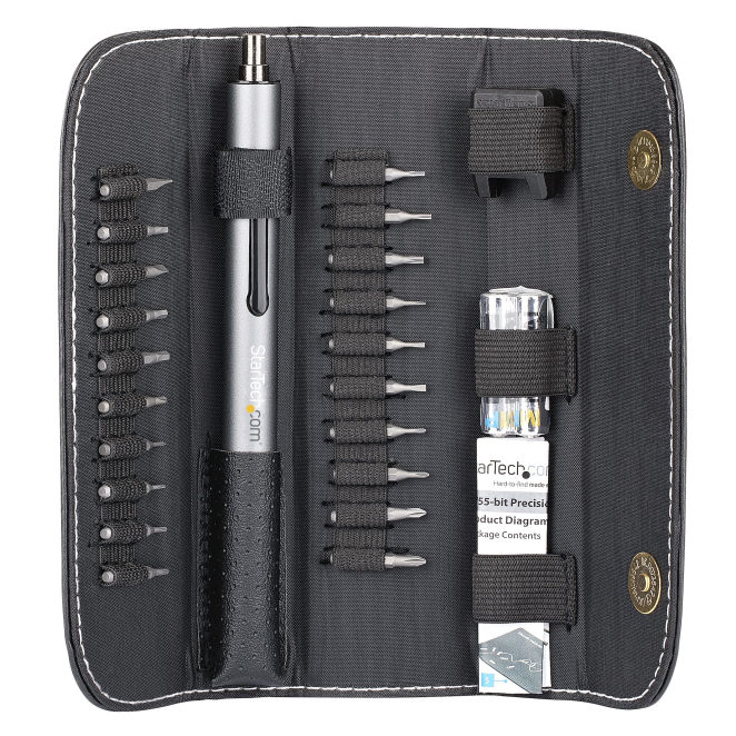 StarTech.com Destornillador Eléctrico Inalámbrico con Juego de 20 Puntas de Precisión StarTech.com Destornillador Eléctrico Inalámbrico con 20 Puntas de Precisión, ideal para reparación de ordenadores, tablets y móviles. SKU: CTK20PCEDRIVE