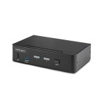 StarTech.com Switch KVM DisplayPort de 2 Puertos, compatible con 8K60/4K144, modelo D86A2-2-PORT-8K-KVM, con soporte para un monitor y conexiones USB 3.0 y 2.0 HID.
