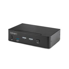 StarTech.com Switch KVM DisplayPort de 2 Puertos, compatible con 8K60/4K144, modelo D86A2-2-PORT-8K-KVM, con soporte para un monitor y conexiones USB 3.0 y 2.0 HID.