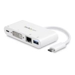 StarTech.com adaptador multipuertos USB-C a DVI-D con carga de 60W, GbE, USB-A, y mini dock portátil; SKU DKT30CDVPD