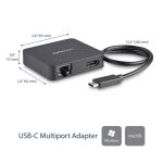 Adaptador multipuertos USB-C StarTech.com con 4K HDMI, Gigabit Ethernet y puerto USB 3.0, SKU DKT30CHD, compatible con Thunderbolt 3