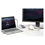 Adaptador multipuertos USB-C de StarTech.com con mini docking station para viajes con HDMI de 4K o VGA de 1080p, hub ladrón USB 3.0, PD de 100W, SD, Ethernet, audio y micrófono. SKU: DKT30CHVAUSP