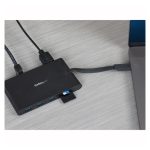 Imagen de la Docking Station USB-C de StarTech.com con HDMI, VGA, 3 puertos USB 3.0, lector de tarjetas SD/micro SD y adaptador PD 3.0. SKU DKT30CHVSCPD