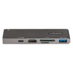 Adaptador Multipuertos USB C de StarTech.com para MacBook Pro/Air, incluye HDMI 4K, lector de tarjetas SD MicroSD, y USB 3.0 con pass-through de 100W, SKU: DKT30CMHSDPD