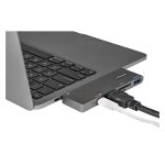 Adaptador Multipuertos USB C de StarTech.com para MacBook Pro/Air, incluye HDMI 4K, lector de tarjetas SD MicroSD, y USB 3.0 con pass-through de 100W, SKU: DKT30CMHSDPD