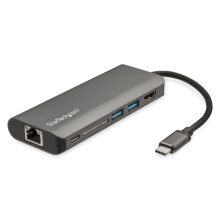Adaptador Multipuertos USB-C StarTech con HDMI 4K, lector de tarjetas SD/SDHC, y 2 puertos USB 3.0, SKU DKT30CSDHPD3