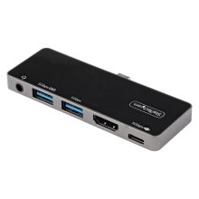 StarTech.com Adaptador Multipuertos USB C a HDMI 2.0 de 4K 60Hz con entrega de alimentación PD de 100W, Hub USB 3.0 de 3 puertos y audio, SKU: DKT30ICHPD