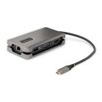 Adaptador multipuertos USB-C StarTech.com con HDMI 4K a 60Hz, VGA, tres puertos USB, Power Delivery de 100W y cable de 30cm. SKU: DKT31CVHPD3