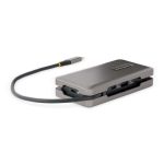 Adaptador multipuertos USB-C StarTech.com con HDMI 4K a 60Hz, VGA, tres puertos USB, Power Delivery de 100W y cable de 30cm. SKU: DKT31CVHPD3
