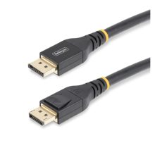 StarTech.com cable DisplayPort 1.4 activo de 10 metros, certificado por VESA. Compatible con HBR3, HDR10, MST, DSC 1.2, HDCP 2.2, 8K a 60Hz y 4K a 120Hz. SKU: DP14A-10M-DP-CABLE.
